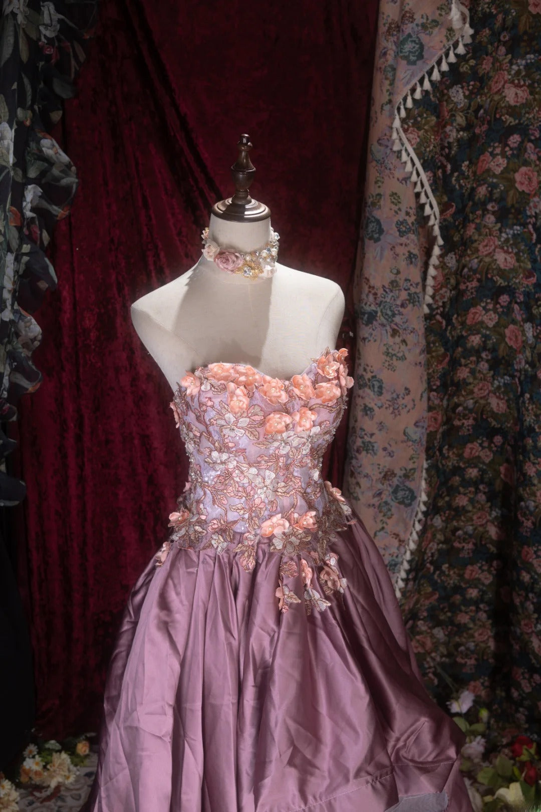 Elegant High Low Sweetheart Satin Lilac With Lace Long Prom Dresses Formal Outfit Evening Night Dress RB8078