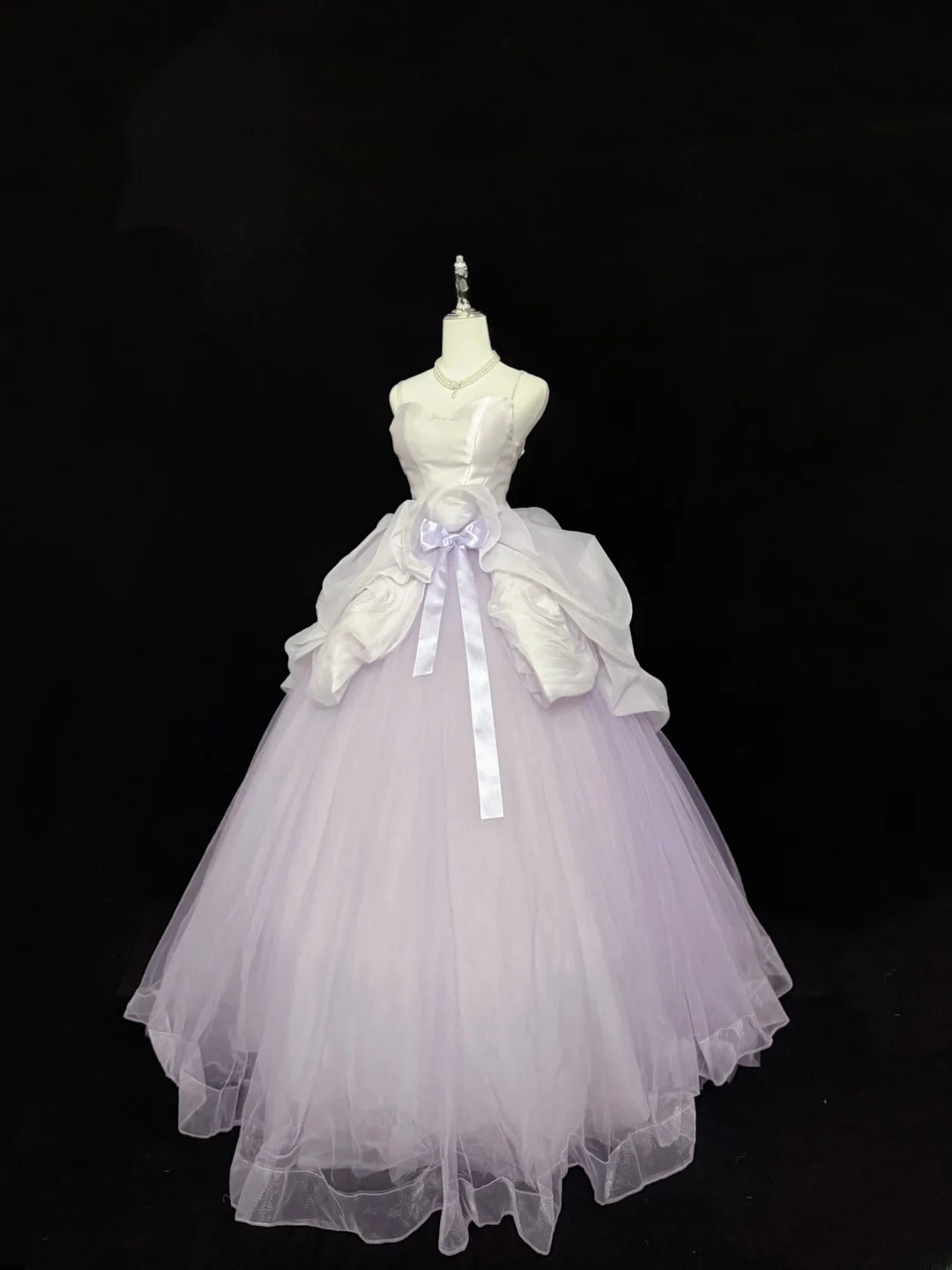 Sweet Ball Gown Spaghetti Straps Lilac Tulle With Bow Quince Dress Voluminous Sweet 16 Sweet Sixteen Outfits Vestido de RB7426