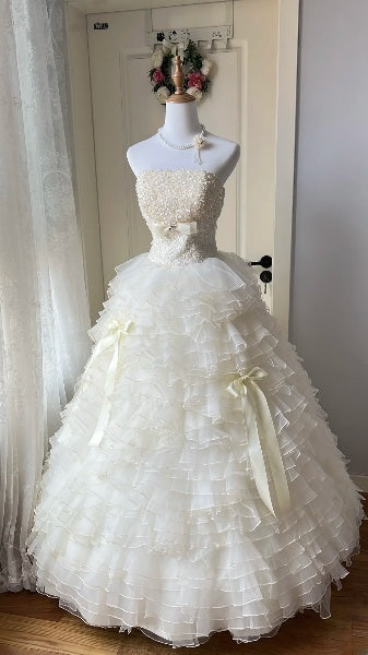 Dream Sweet 16 Dresses Long Strapless With Pearls Layers Ball Gown Sweet Sixteen Party Birthday Gown RC0427