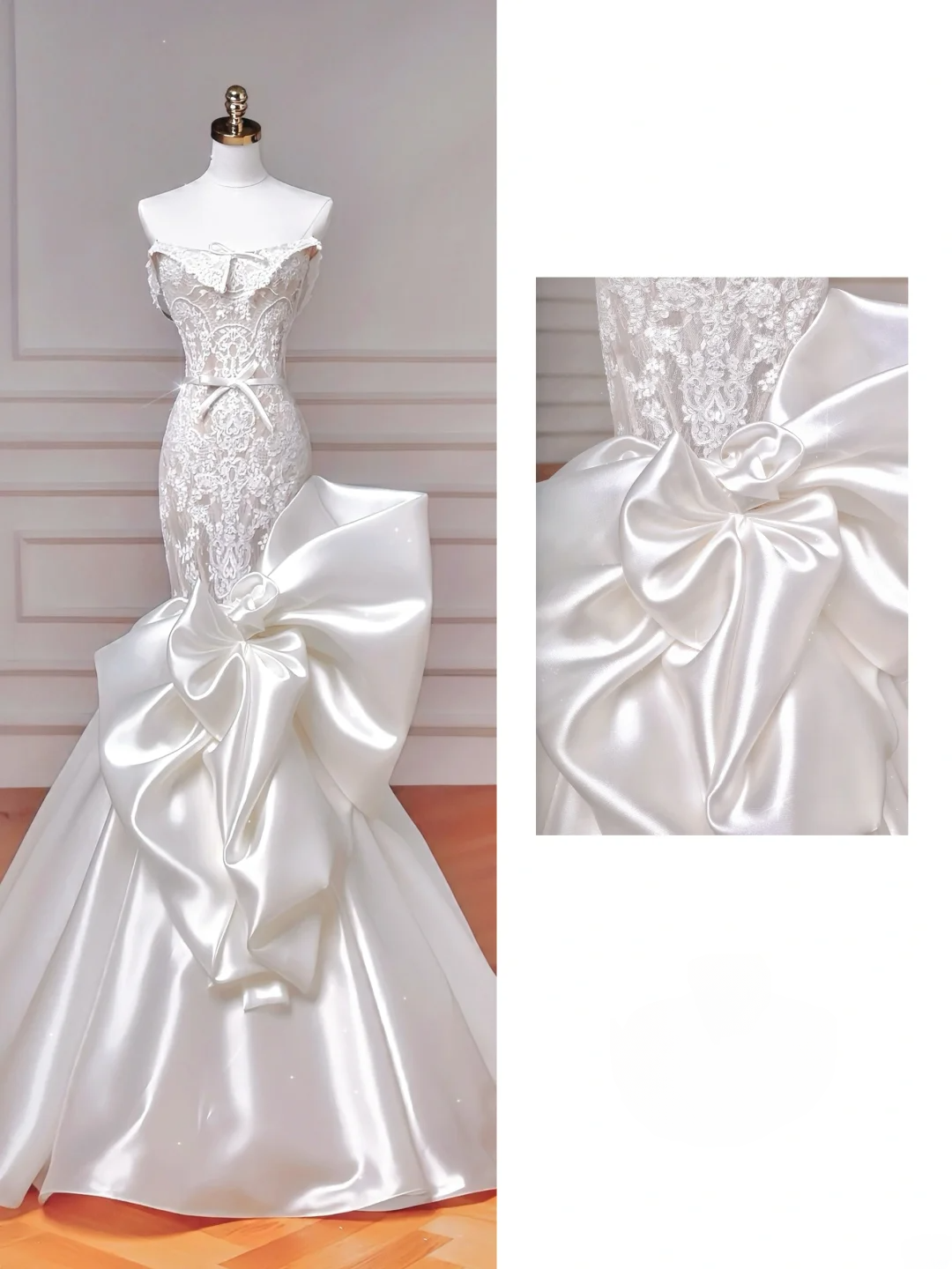Timeless Wedding Dresses Mermaid Strapless White Sleeveless Lace Brides Dress Style For Brides With Corset Fitted Bridal Gowns AQ056