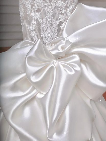 Timeless Wedding Dresses Mermaid Strapless White Sleeveless Lace Brides Dress Style For Brides With Corset Fitted Bridal Gowns AQ056