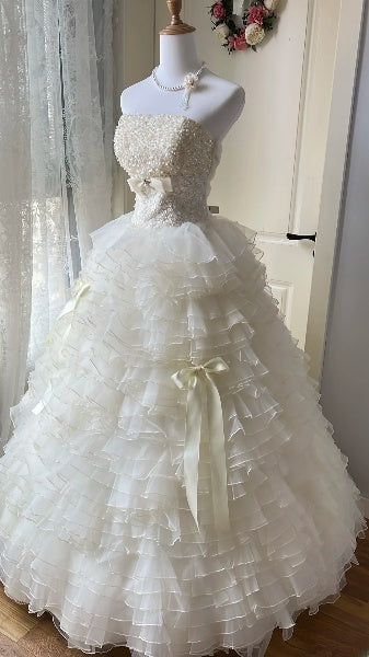 Dream Sweet 16 Dresses Long Strapless With Pearls Layers Ball Gown Sweet Sixteen Party Birthday Gown RC0427