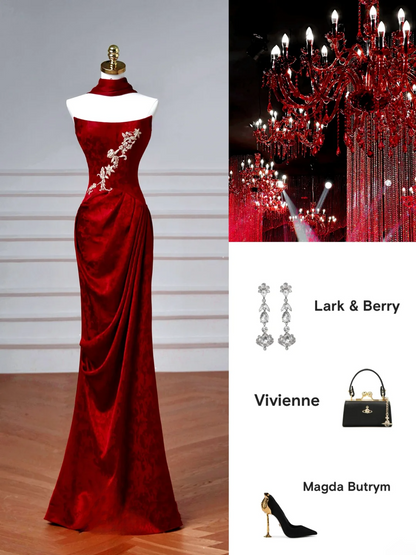 Sexy Senior Prom Dresses High Schools Inspiration Mermaid Strapless Burgundy Satin Semi Formal Grad Long Prom Dresses AQ057