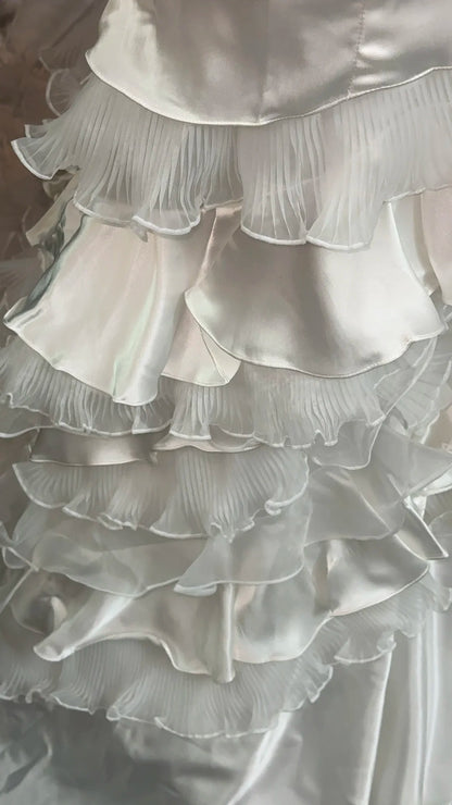Luxury Princess Wedding Dress Mermaid V Neck White Brides Gown Bridal Dress Long Wedding Dresses RB5776