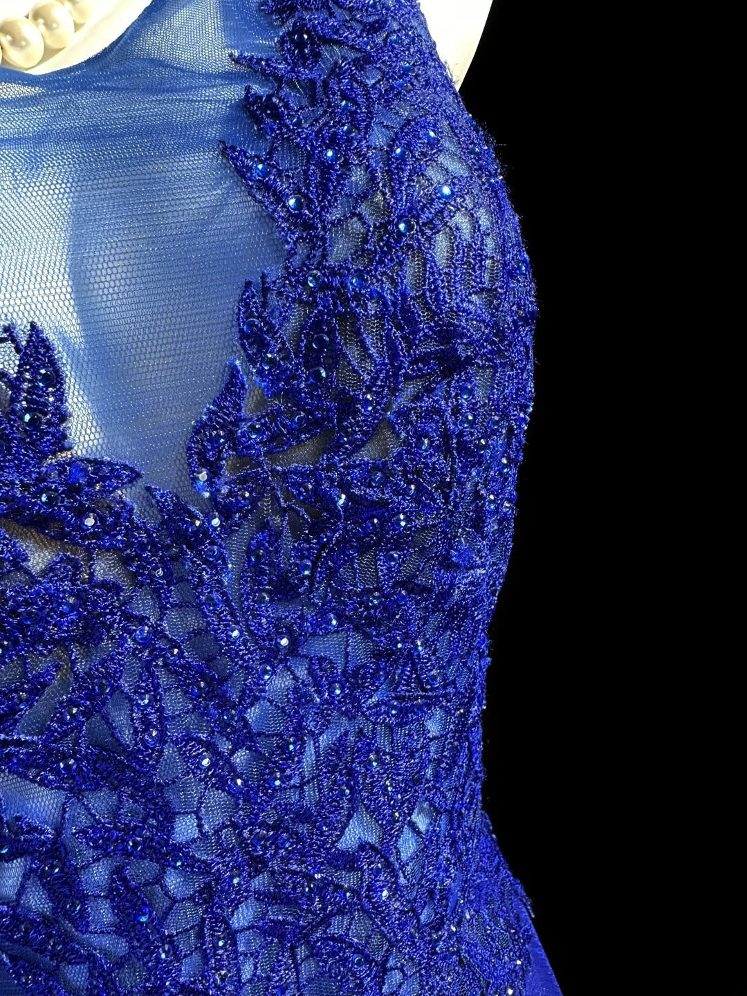 Vintage Prom Dresses A Line Scoop Royal Blue Satin With Lace Long Evening Dress Formal Outfits RB5863