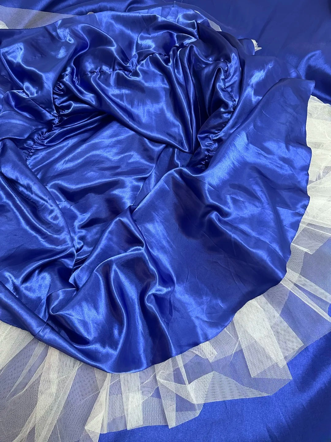 Vintage Prom Dresses A Line Scoop Royal Blue Satin With Lace Long Evening Dress Formal Outfits RB5863