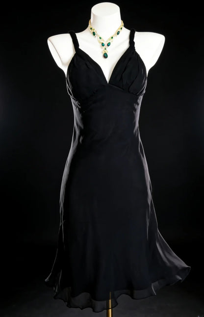 Vintage A Line Spaghetti Strap Little Black Dress Hoco Gowns Short Homecoming Dresses Hoco Gown AS058