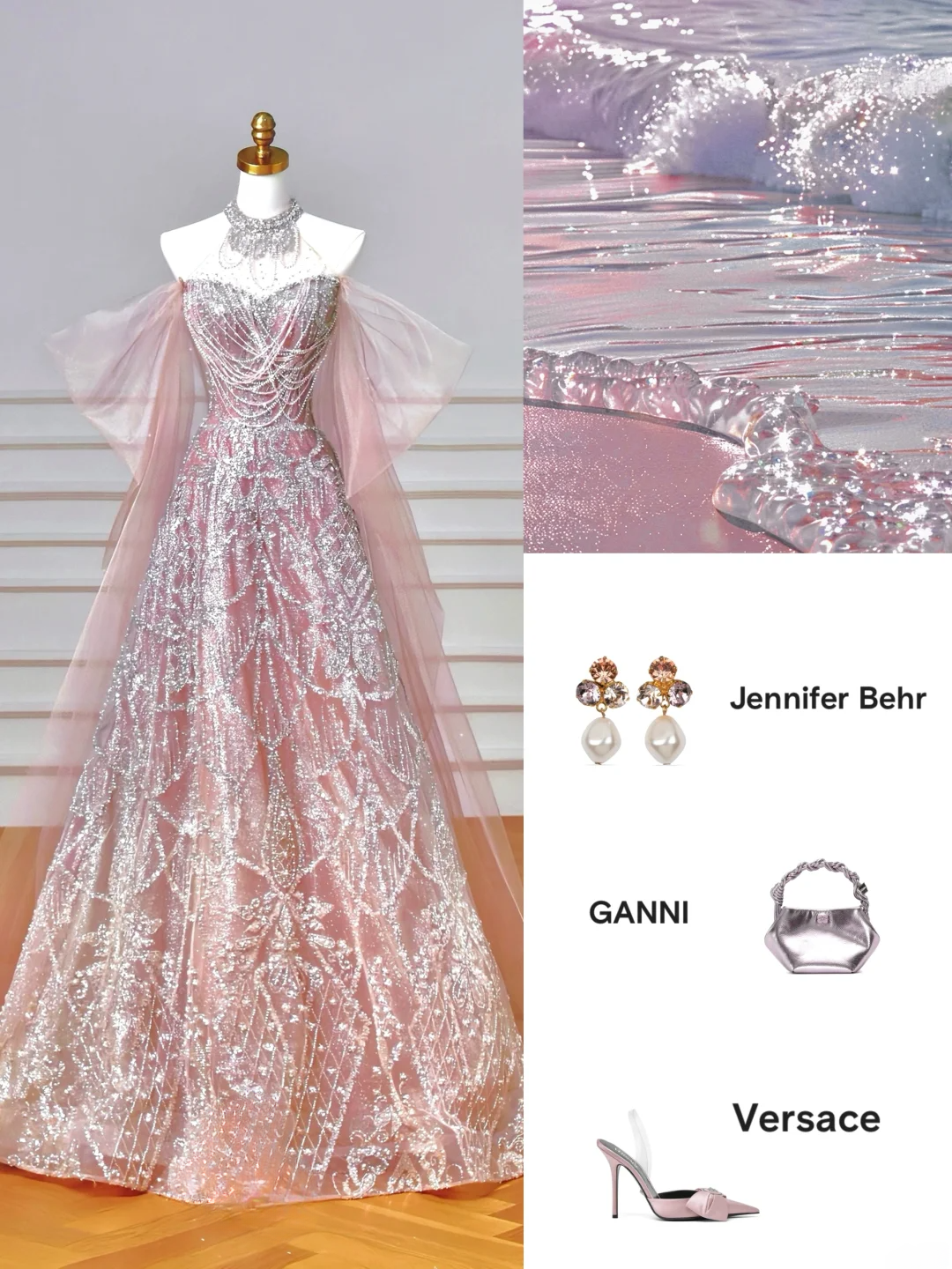 Glitter A line High Neck Pink Sequins Long Formal Fancy Prom Evening Dress Dinner Outfits Party Gowns For Teens AQ058