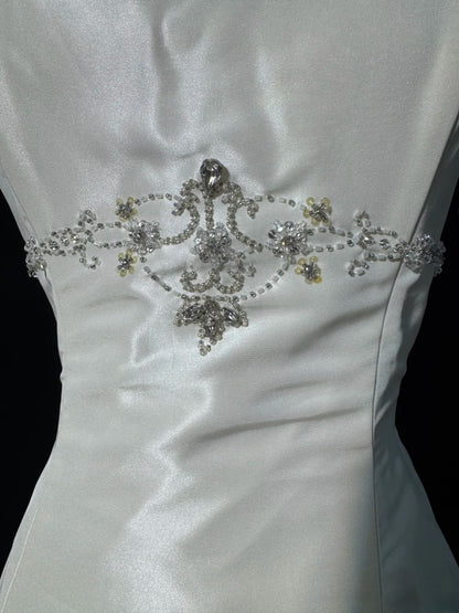 Vintage Long Wedding Gowns 1960s Dresses Ball Gown Strapless Style for Bride With Pleated Lace Train White Bridal Gown AS058