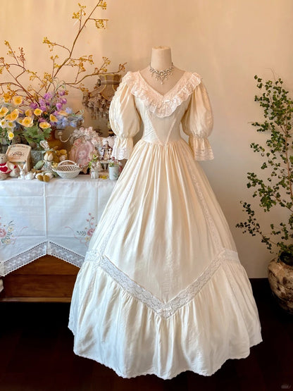 Wedding Dresses Elegant Ball Gown V Neck Ivory Lace Bridal Gown Floor Length for Wedding Ceremony RB9047