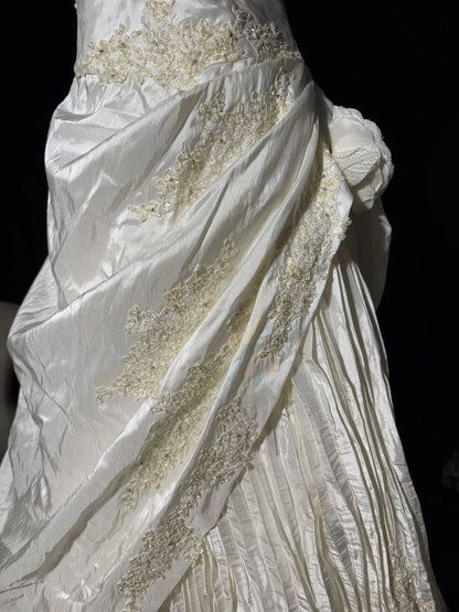 Timeless Long Wedding Gowns 70s Ideas Classy A line Halter Dresses Bohemian Style for Bride With Fitted Pleated Bridal Gown AS060