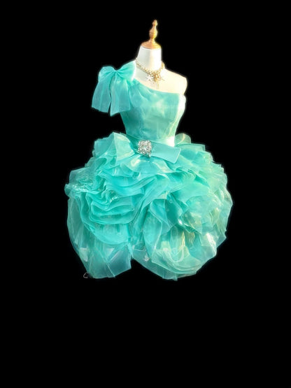 Pretty Ball Gown One Shoulder Blue Mini Graduation Dresses Short Sequin Inspo Senior Homecoming Outfits RB3461