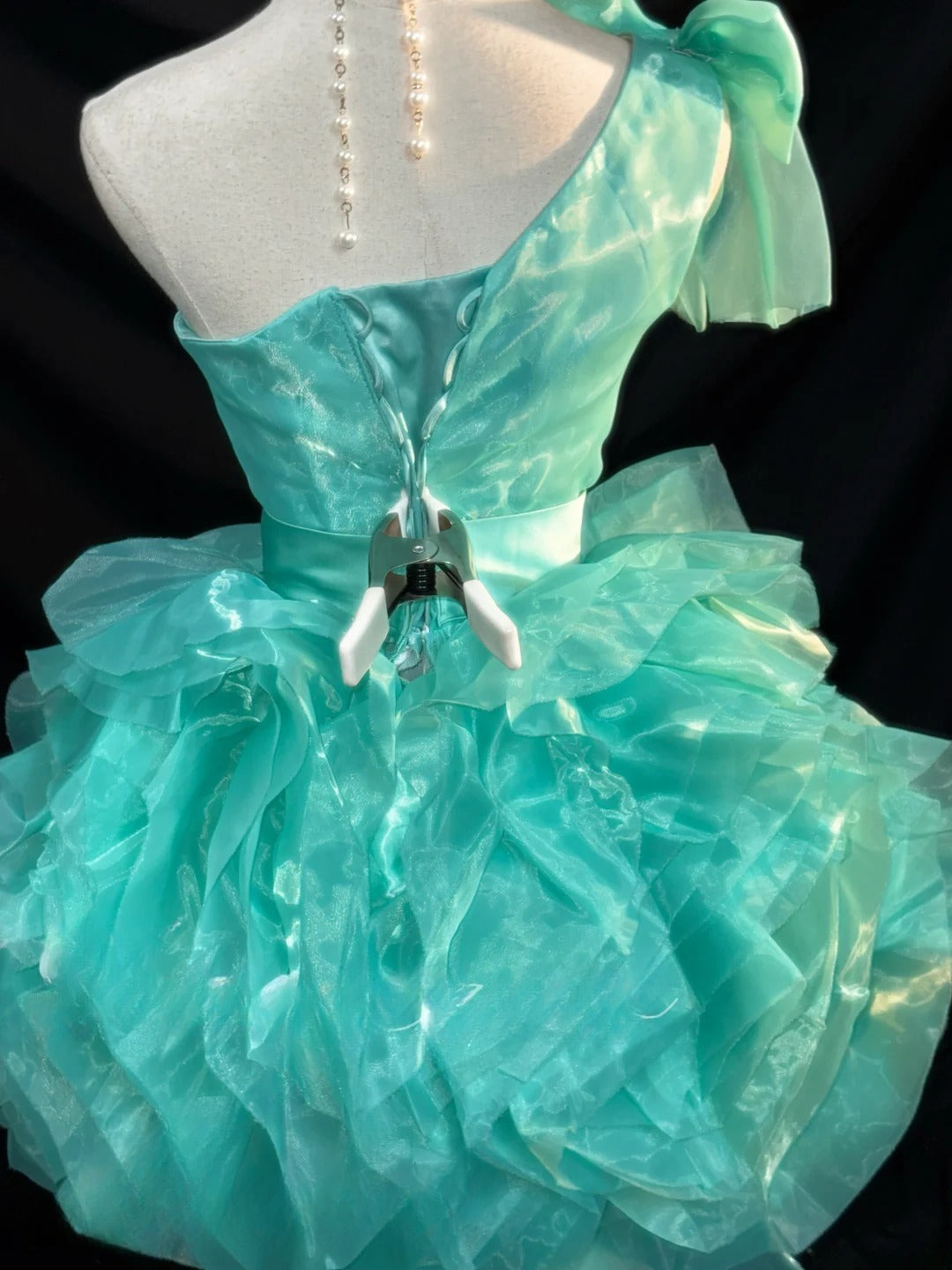 Pretty Ball Gown One Shoulder Blue Mini Graduation Dresses Short Sequin Inspo Senior Homecoming Outfits RB3461