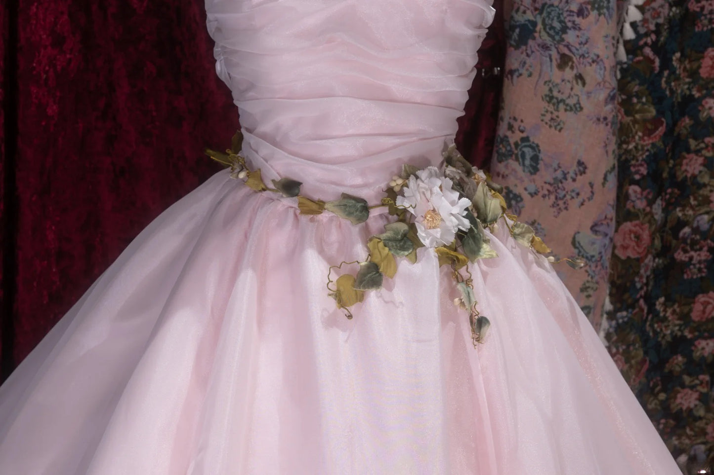 Elegant Ball Gown Strapless Pink Tulle With Flowers Long Quince Dress Quinceanera Dresses Formal Birthday Outfits RB8082