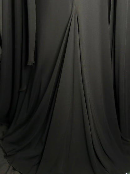 Vintage 90s Prom Dresses Mermaid Scoop Grey Chiffon Long Evening Dress Formal Outfits RB5867