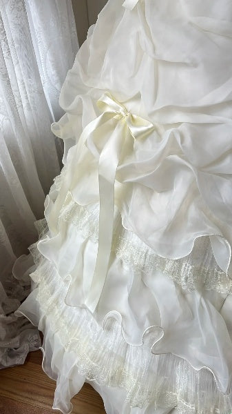 Dream Sweet 16 Dresses Long Strapless Yellow With Pearls Tiered Ball Gown Sweet Sixteen Party Birthday Gown RC0433