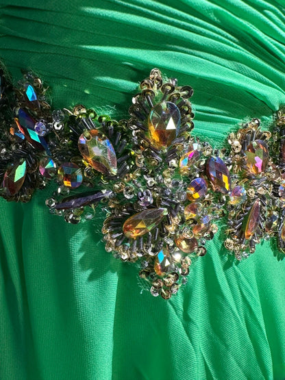 Vintage Prom Dresses A line Sweetheart Green With Beading Chiffon Long Evening Dress Formal Outfits RB5868