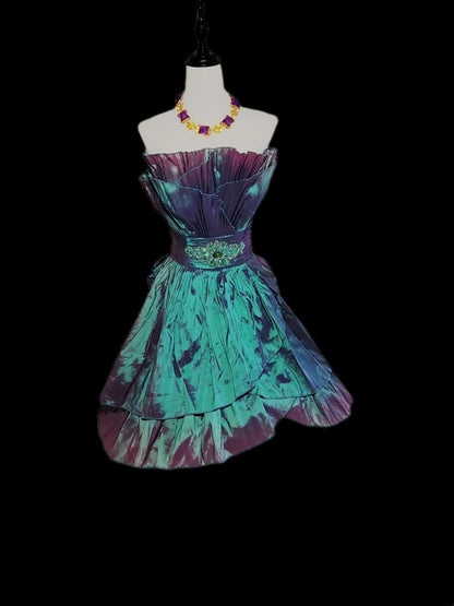 Vintage Ball Gown Strapless Grape Taffeta Hoco Gowns Short 16th Birthday Dress Homecoming Dresses Cocktail Gown AS063