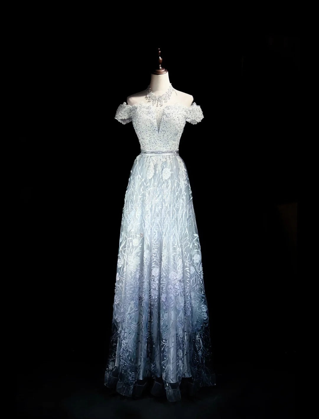 Vintage Prom Dresses A line Off The Shoulder With Beading Lace Long Evening Dress Formal Outfits RB5870