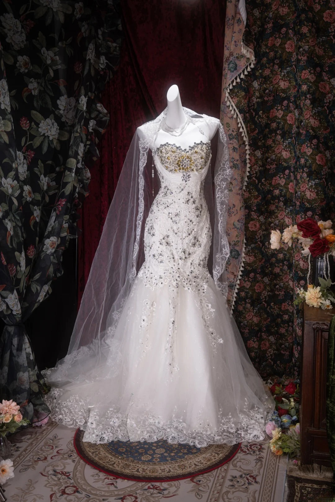 Elegant Mermaid Sweetheart White Tulle With Lace Long Prom Dresses Formal Outfit Evening Night Dress RB8086
