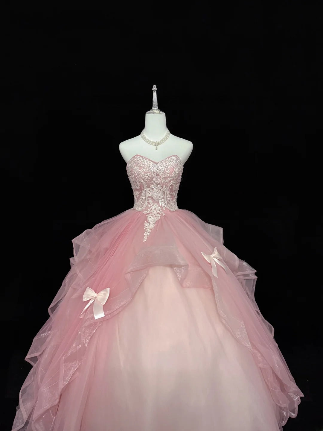Sweet Ball Gown Sweetheart Pink Tulle With Lace Quince Dress Voluminous Sweet 16 Sweet Sixteen Outfits Vestido de 15 RB7435