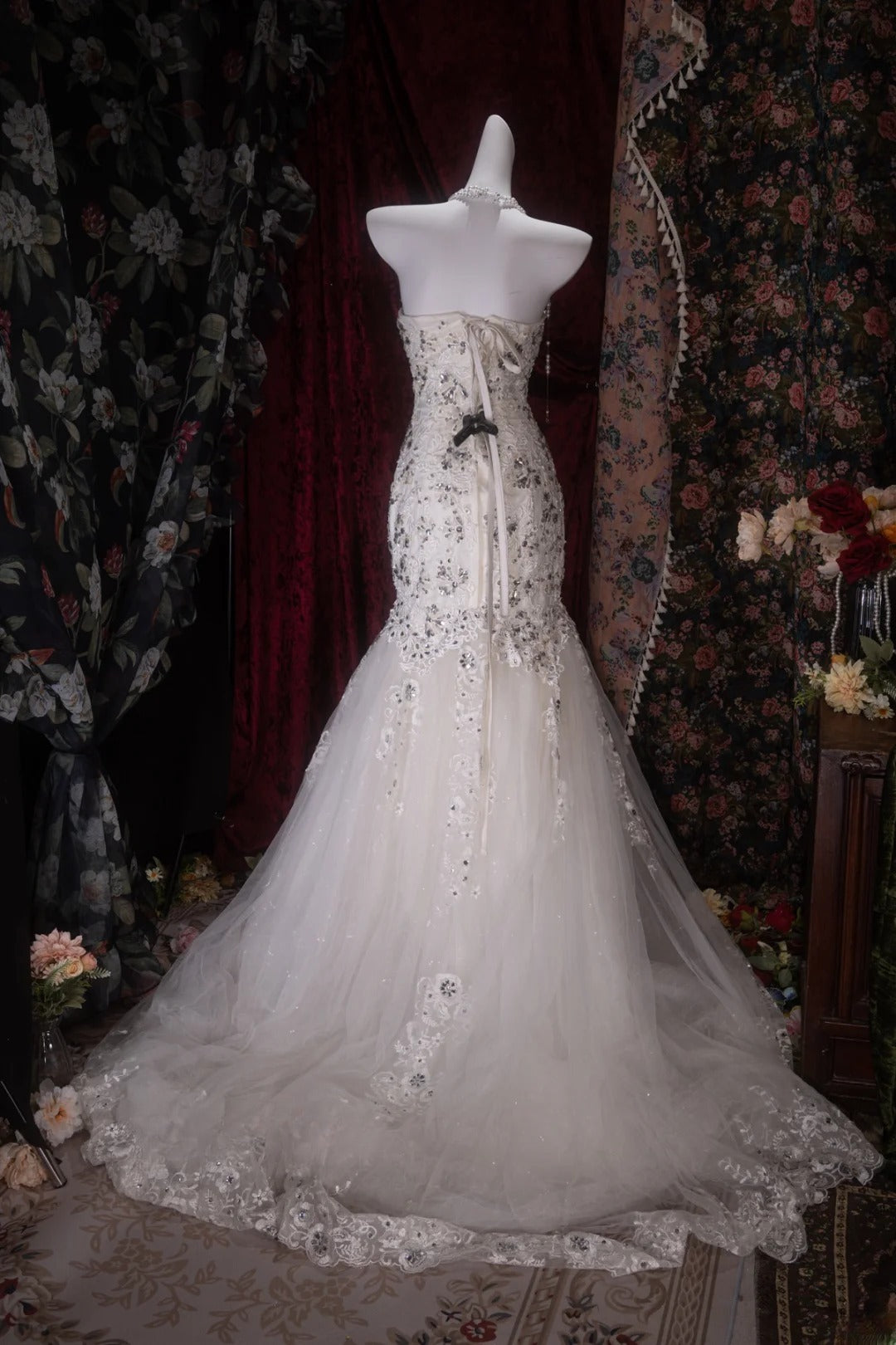 Elegant Mermaid Sweetheart White Tulle With Lace Long Prom Dresses Formal Outfit Evening Night Dress RB8086
