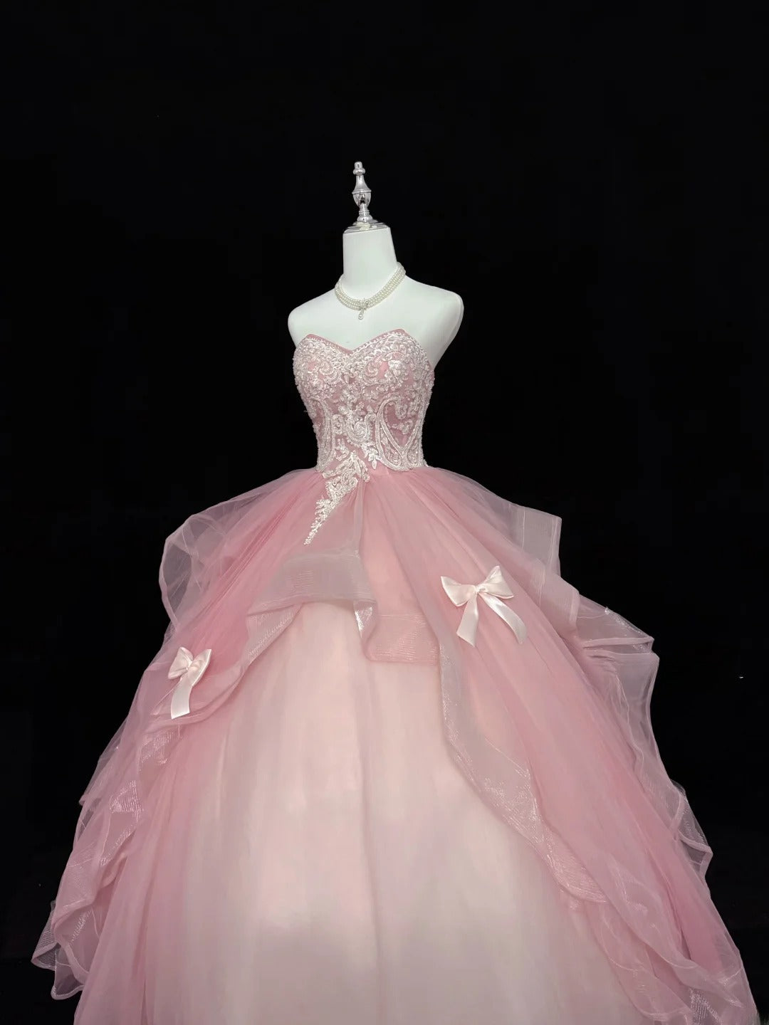 Sweet Ball Gown Sweetheart Pink Tulle With Lace Quince Dress Voluminous Sweet 16 Sweet Sixteen Outfits Vestido de 15 RB7435