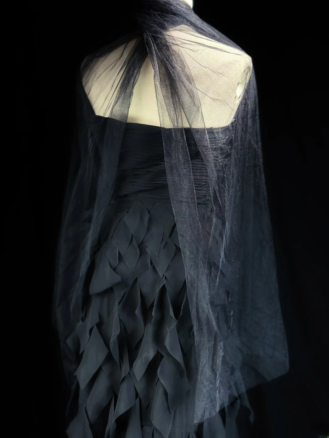 Vintage 80s Prom Dresses A line Sweetheart Black Chiffon With Ruffled Long Evening Dress Formal Outfits RB5872