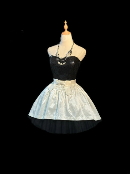 Elegant Ball Gown Strapless Black Sequin Party Dress Short Mini 18th Birthday Dresses Hoco Outfits RB3465