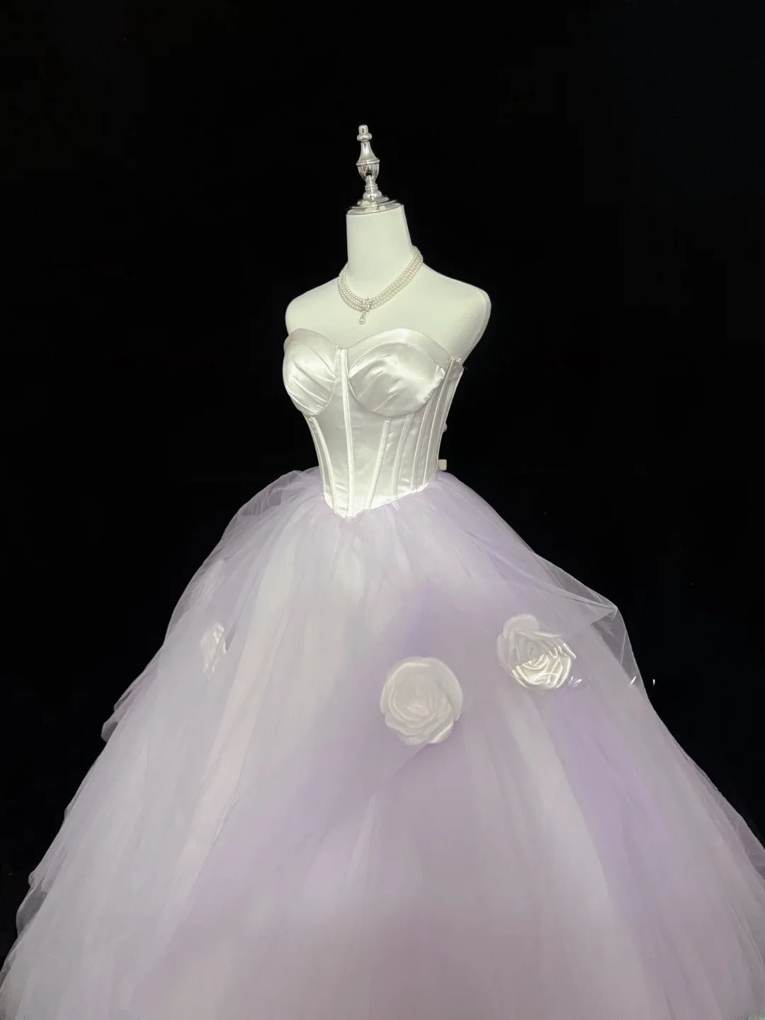 Pretty Ball Gown Sweetheart Lilac Tulle With Flowers Quince Dress Voluminous Sweet 16 Sweet Sixteen Outfits Vestido de 15 RB7438