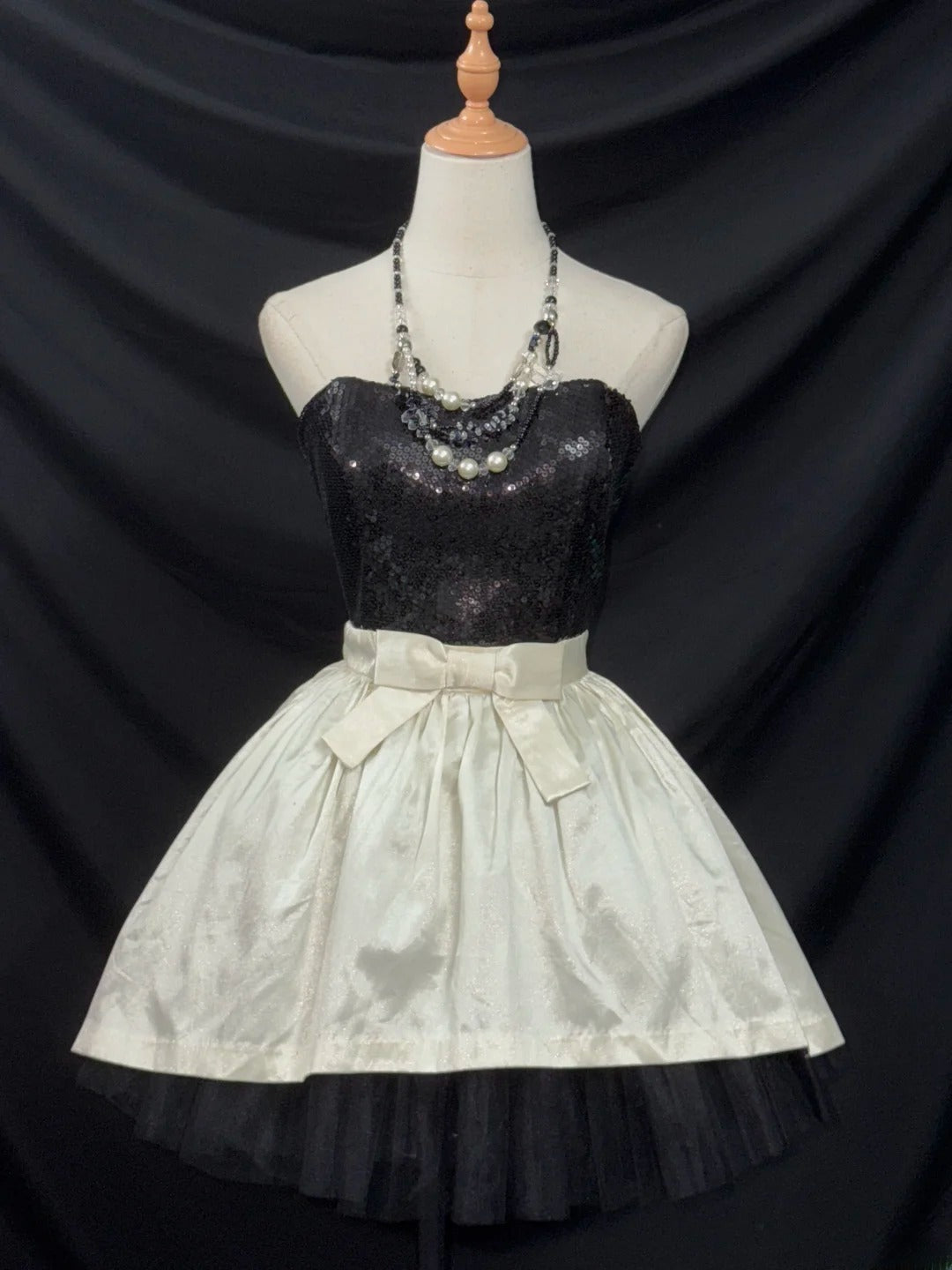 Elegant Ball Gown Strapless Black Sequin Party Dress Short Mini 18th Birthday Dresses Hoco Outfits RB3465