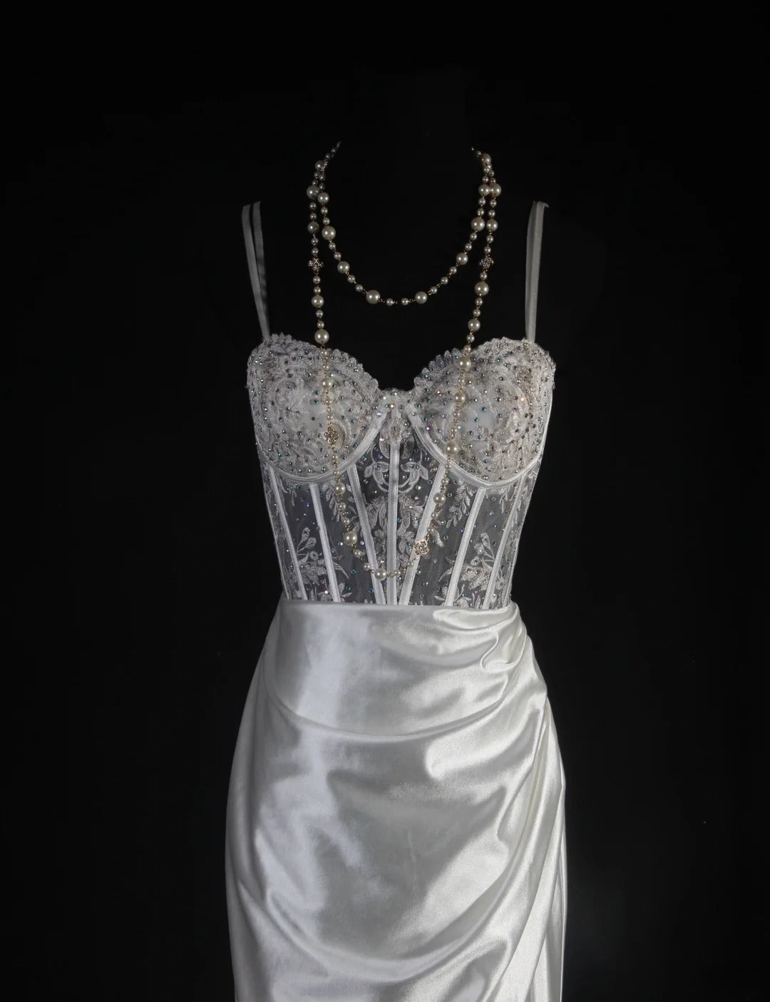 Vintage Mermaid Spaghetti Strap Silver Gray Silk Satin 2000s Prom Dress Inspo With Slit Lace Formal Party Gowns Formal Dresses AS067