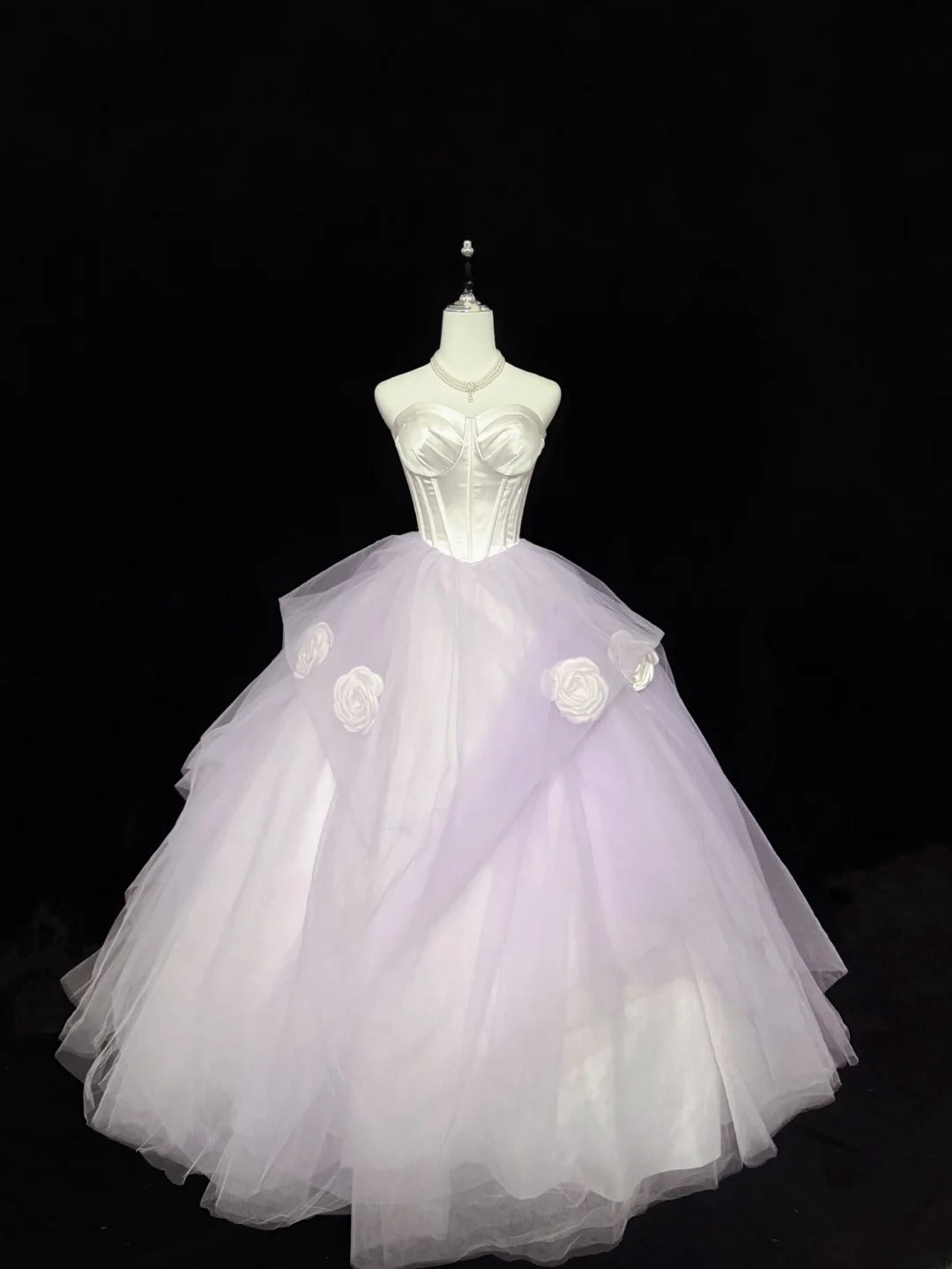 Pretty Ball Gown Sweetheart Lilac Tulle With Flowers Quince Dress Voluminous Sweet 16 Sweet Sixteen Outfits Vestido de 15 RB7438