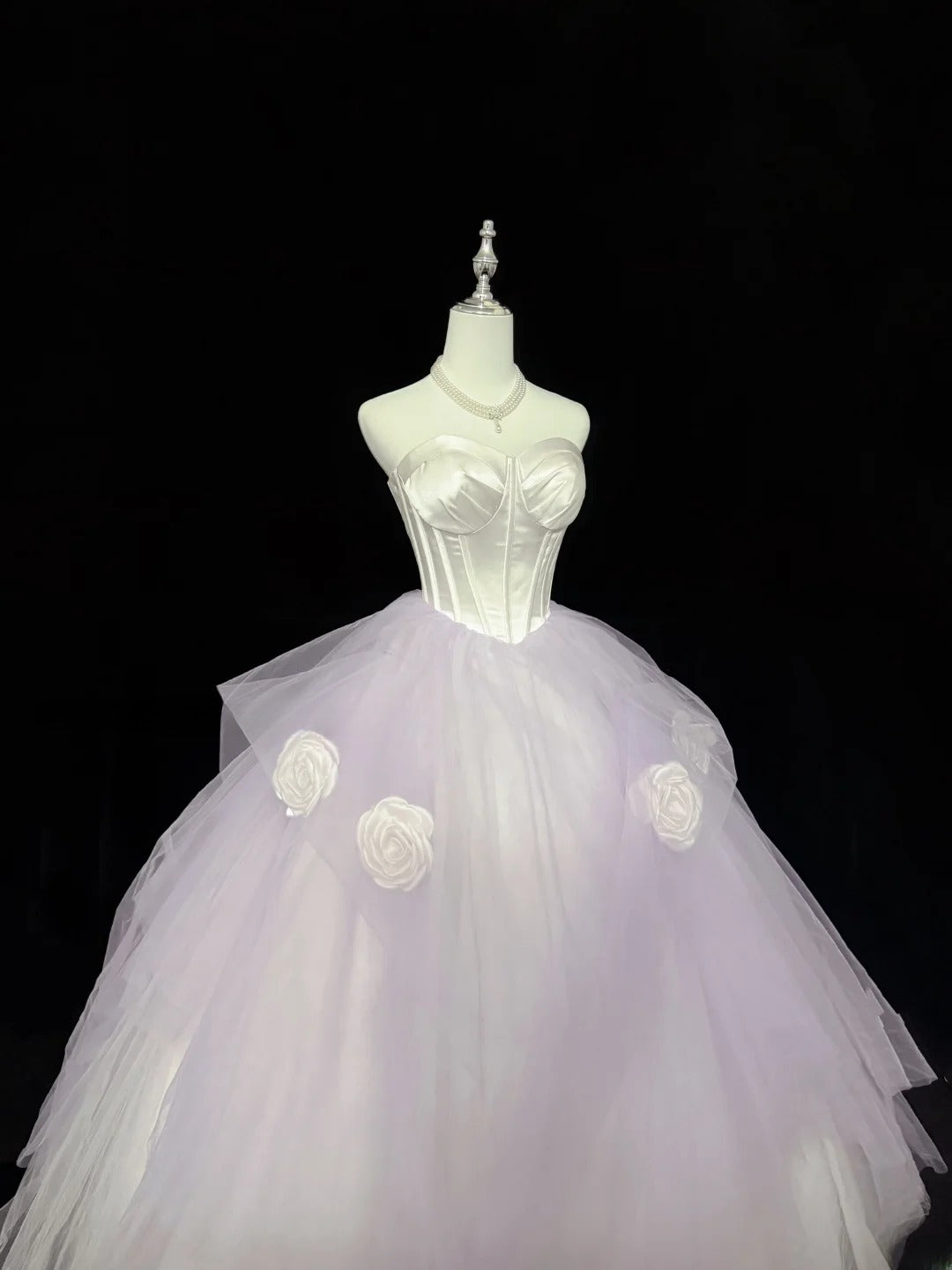 Pretty Ball Gown Sweetheart Lilac Tulle With Flowers Quince Dress Voluminous Sweet 16 Sweet Sixteen Outfits Vestido de 15 RB7438