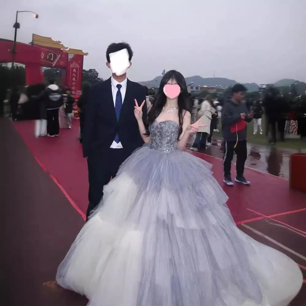 Cute Ball Gown Strapless Sleeveless With Beaded Bodice Tulle Long Quinceanera Dresses Sweet 15 16 Birthday Outfits AS067