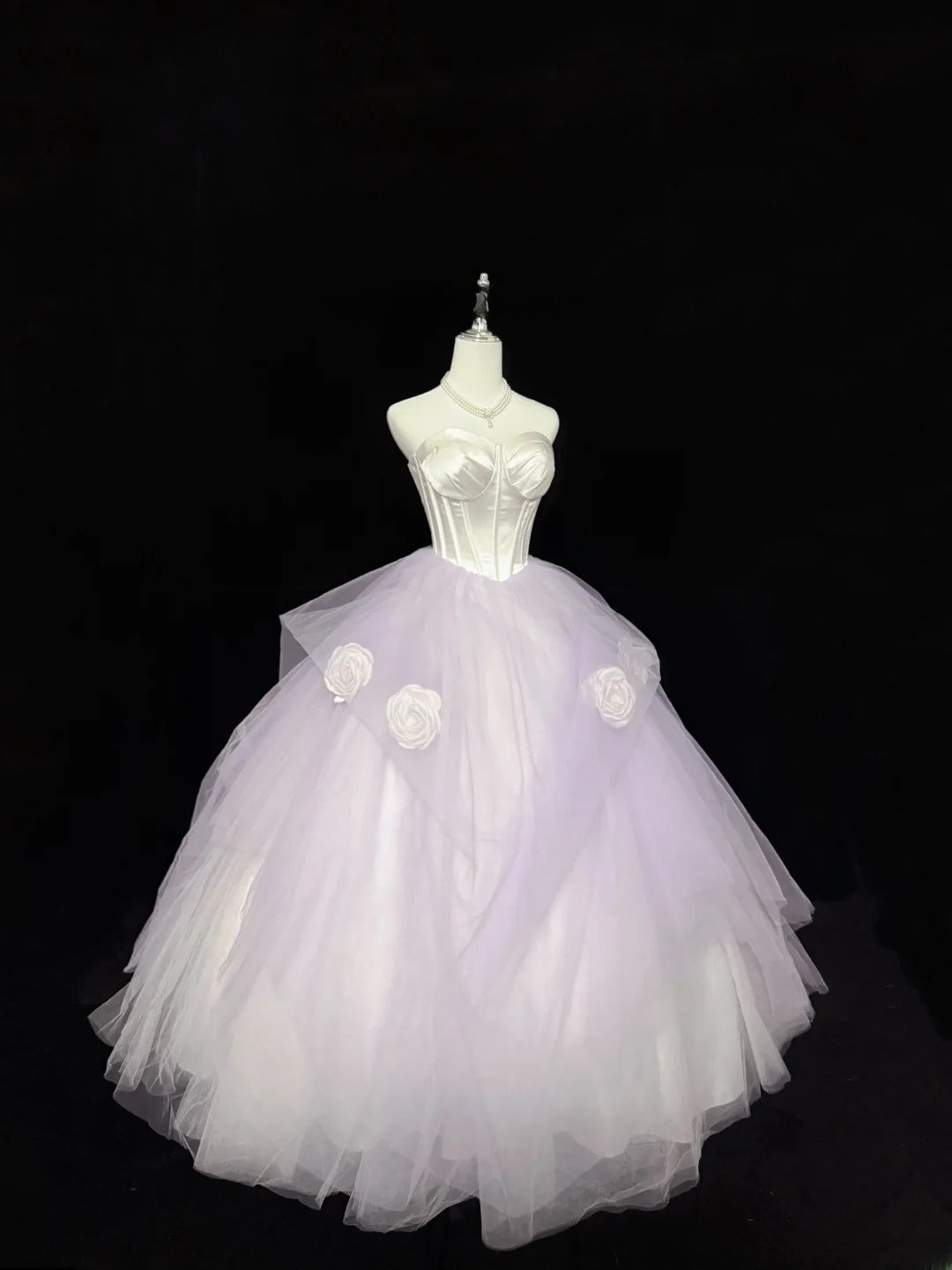 Pretty Ball Gown Sweetheart Lilac Tulle With Flowers Quince Dress Voluminous Sweet 16 Sweet Sixteen Outfits Vestido de 15 RB7438