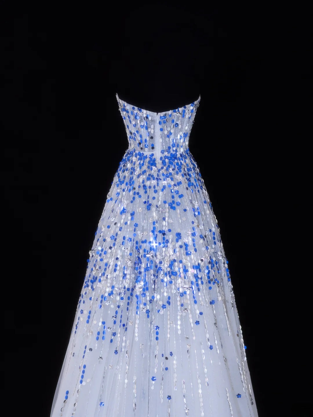 Classy A Line 1950s Formal Sweetheart Blue White Sequins With Beads Style Impress Long Prom Dresses Party Gowns SA067