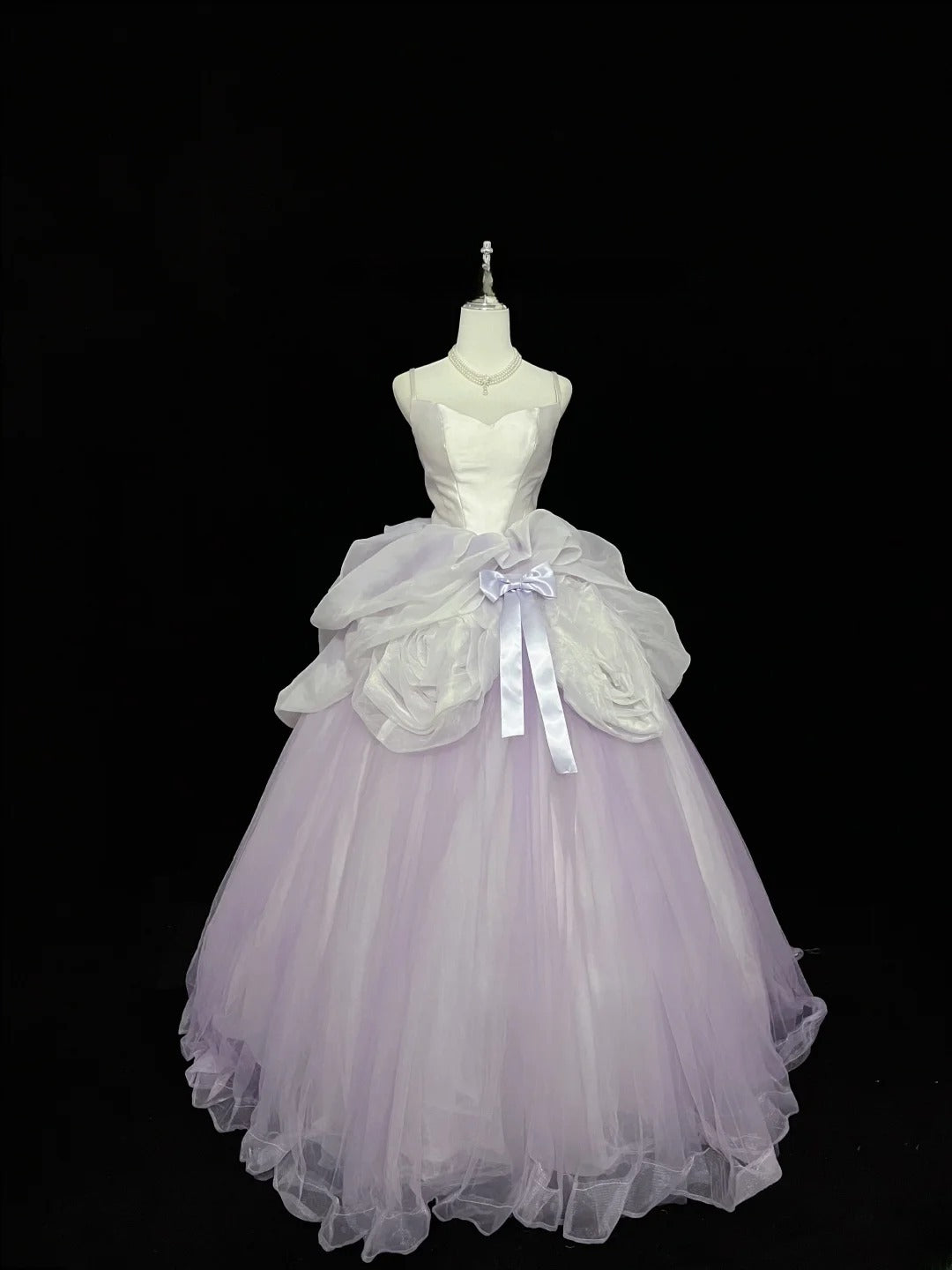Pretty Ball Gown Spaghetti Straps Lilac Tulle With Flowers Quince Dress Voluminous Sweet 16 Sweet Sixteen Outfits Vestido de 15 RB7439
