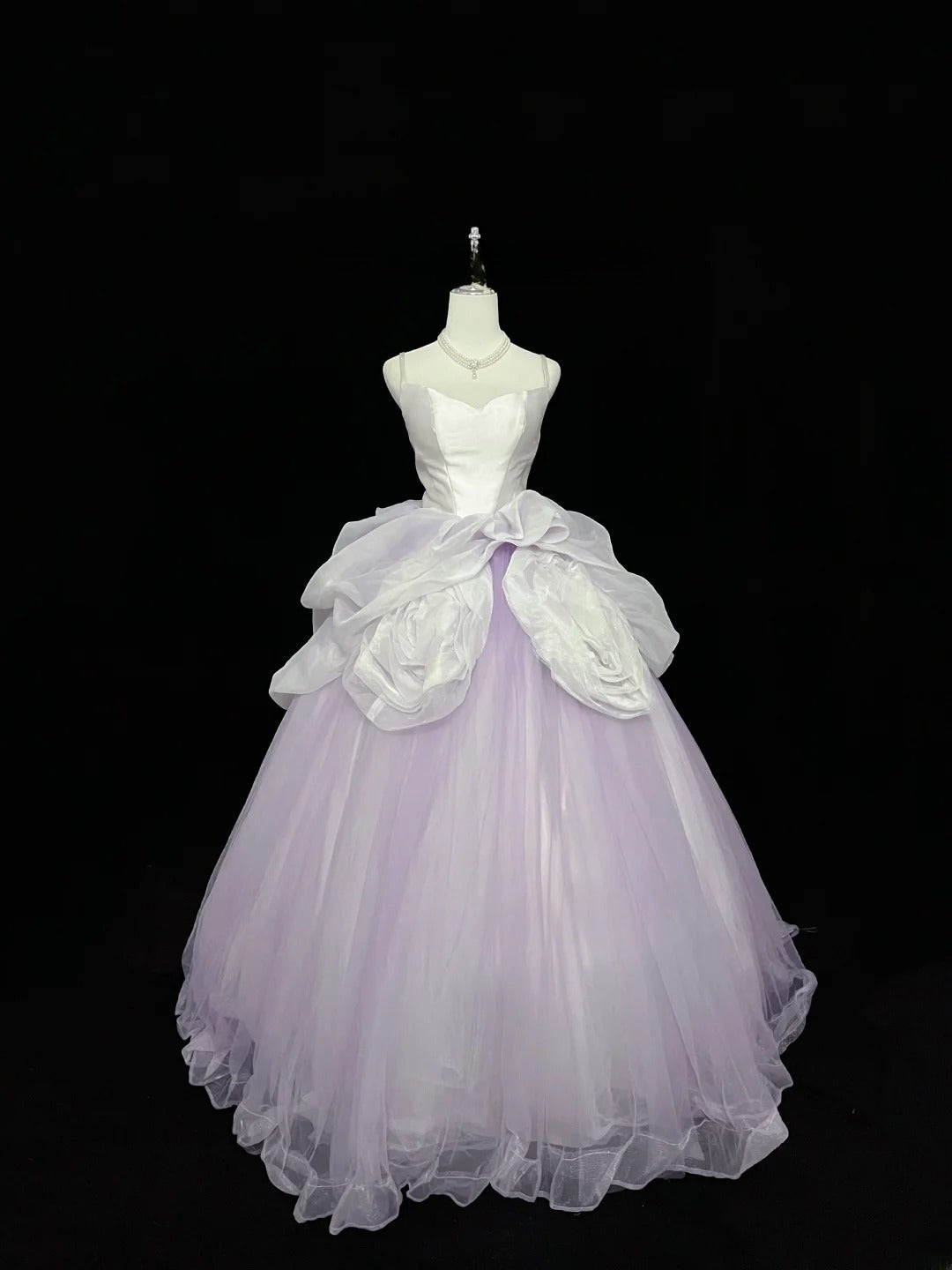 Pretty Ball Gown Spaghetti Straps Lilac Tulle With Flowers Quince Dress Voluminous Sweet 16 Sweet Sixteen Outfits Vestido de 15 RB7439