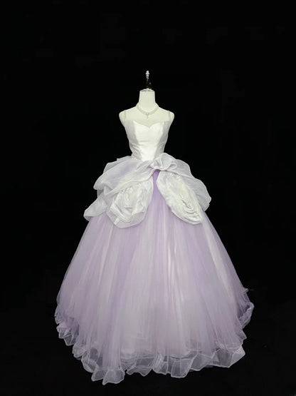 Pretty Ball Gown Spaghetti Straps Lilac Tulle With Flowers Quince Dress Voluminous Sweet 16 Sweet Sixteen Outfits Vestido de 15 RB7439