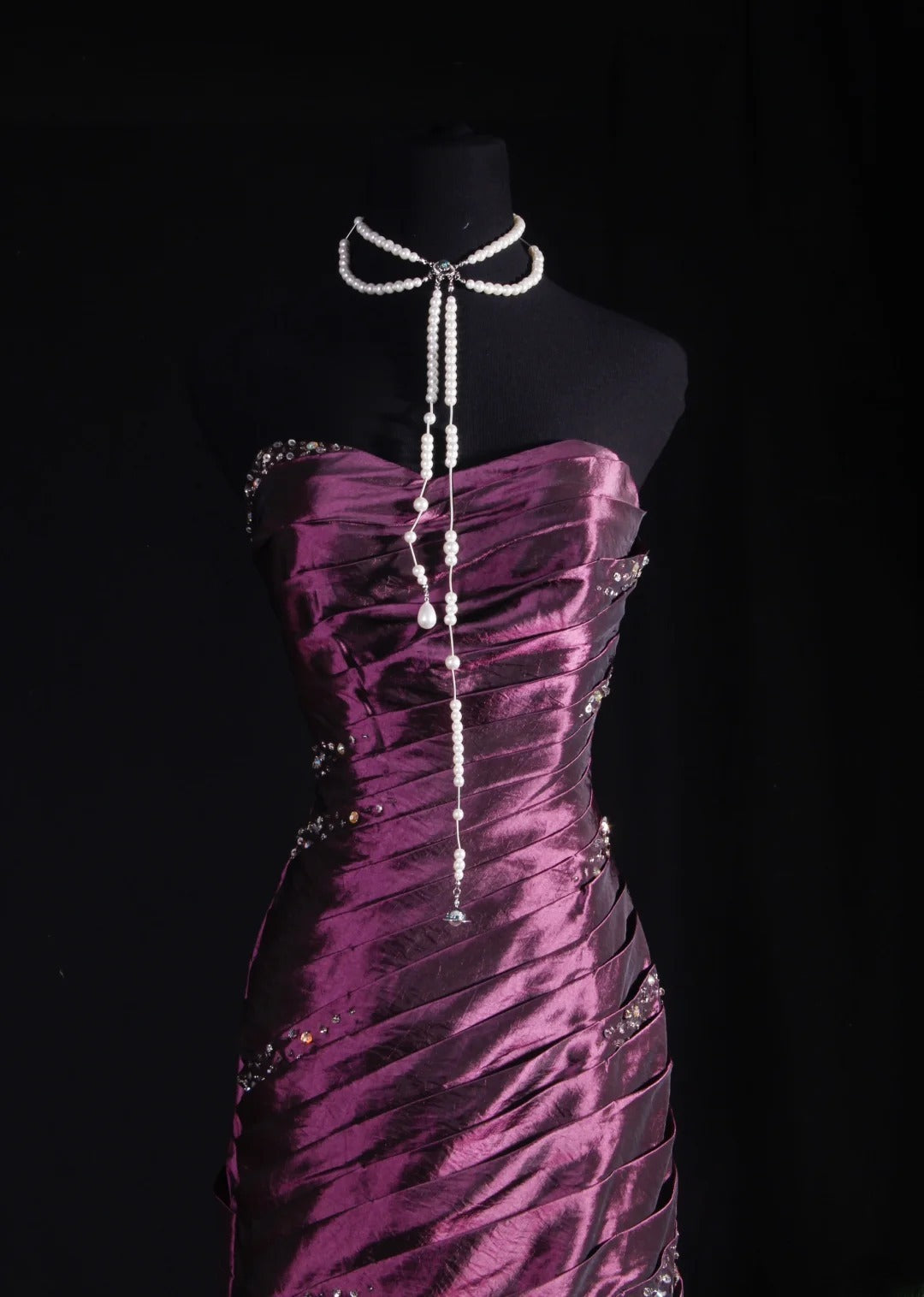 Women's Cocktail Party Gowns 90s Mermaid Purple Sweetheart Taffeta With Beads Long Graduation Dinner Outfits Prom Dresses AS068