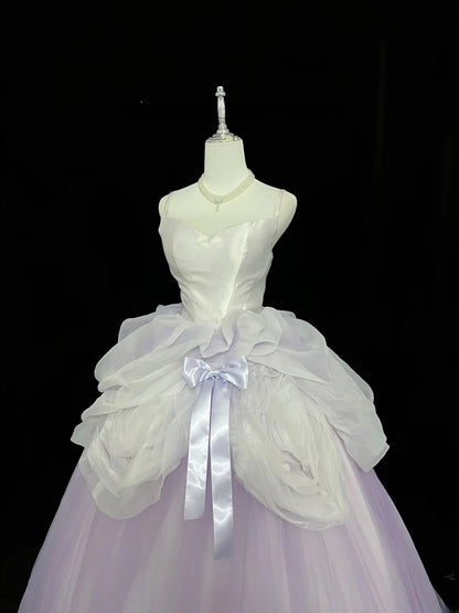 Pretty Ball Gown Spaghetti Straps Lilac Tulle With Flowers Quince Dress Voluminous Sweet 16 Sweet Sixteen Outfits Vestido de 15 RB7439
