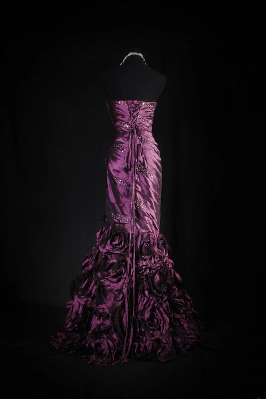 Women's Cocktail Party Gowns 90s Mermaid Purple Sweetheart Taffeta With Beads Long Graduation Dinner Outfits Prom Dresses AS068