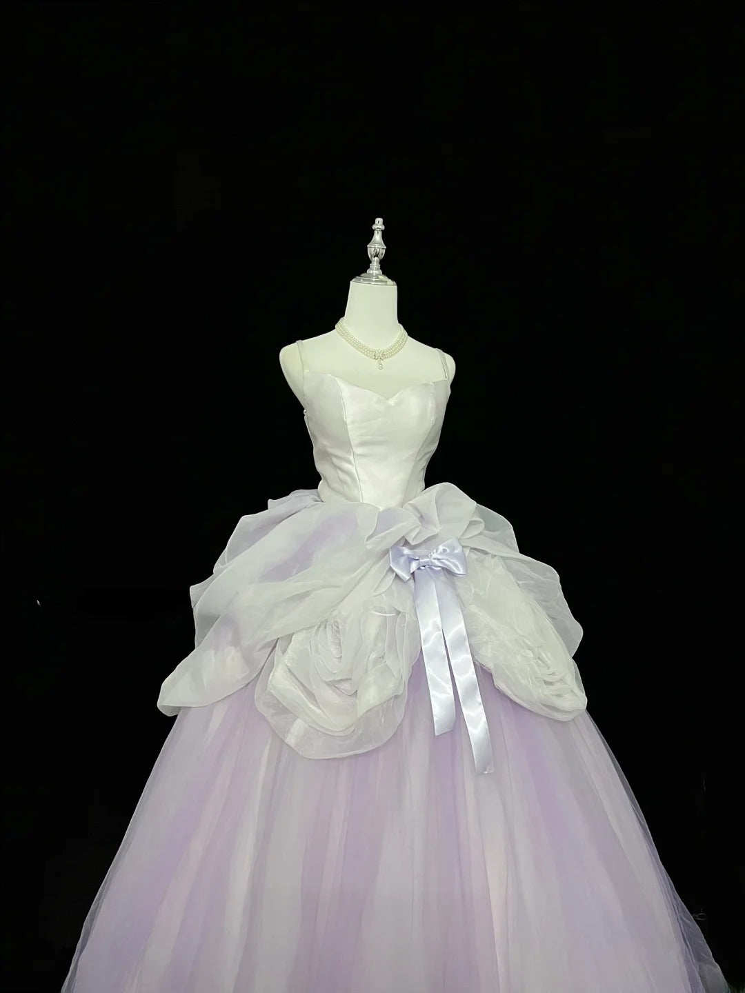 Pretty Ball Gown Spaghetti Straps Lilac Tulle With Flowers Quince Dress Voluminous Sweet 16 Sweet Sixteen Outfits Vestido de 15 RB7439