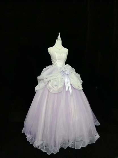 Pretty Ball Gown Spaghetti Straps Lilac Tulle With Flowers Quince Dress Voluminous Sweet 16 Sweet Sixteen Outfits Vestido de 15 RB7439