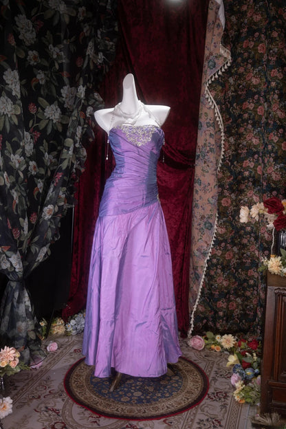 Elegant Mermaid Sweetheart Purple Taffeta With Ruffled Long Prom Dresses Formal Outfit Evening Night Dress RB8091