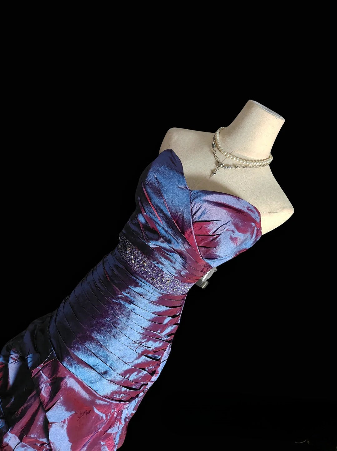 Vintage Mermaid Sweetheart Purple Taffeta Long Prom Dress With Crystals Formal Dress Party Dresses RB6953
