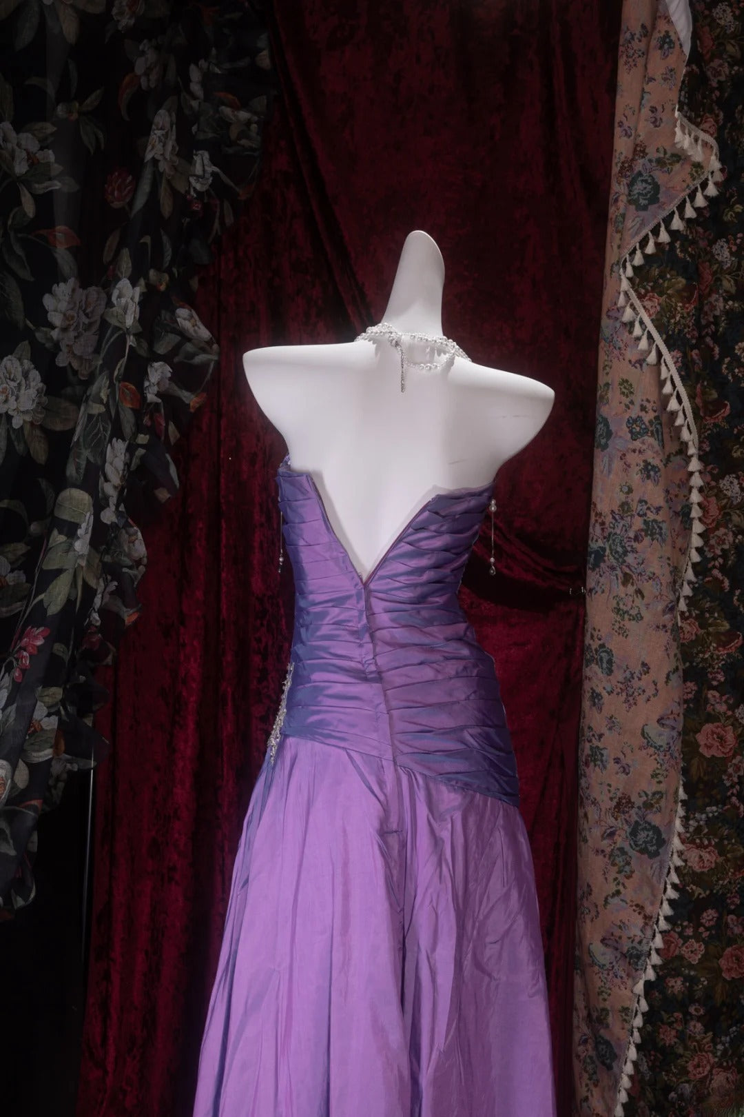 Elegant Mermaid Sweetheart Purple Taffeta With Ruffled Long Prom Dresses Formal Outfit Evening Night Dress RB8091