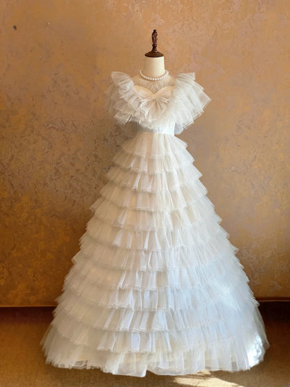 Wedding Dresses Elegant Ball Gown With Tiered White Bridal Gown Floor Length for Wedding Ceremony RB9051