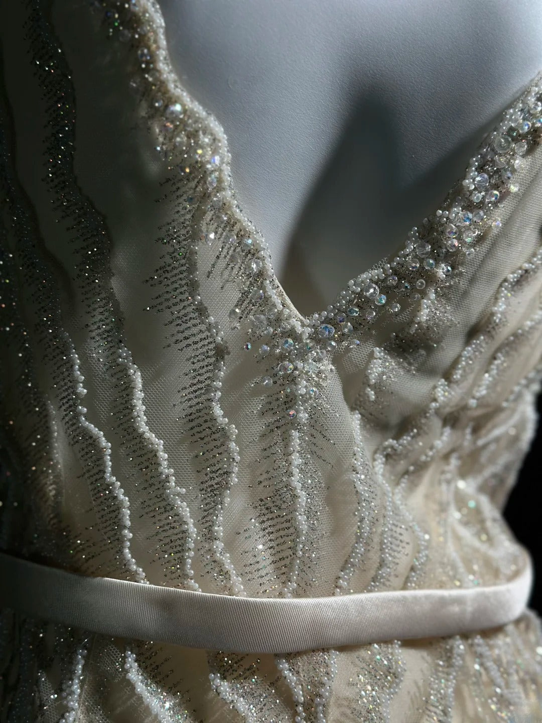 Vintage 90s Prom Dresses Mermaid V Neckline Champagne Sequined With Slit Beading Evening Dress Formal Outfits RB5878